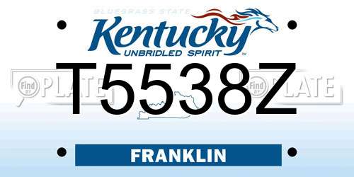 T5538Z Kentucky License Plate