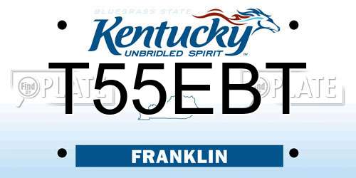 T55EBT Kentucky License Plate