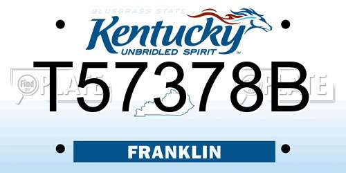 T57378B Kentucky License Plate