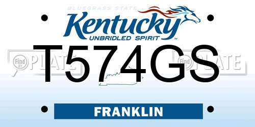 T574GS Kentucky License Plate