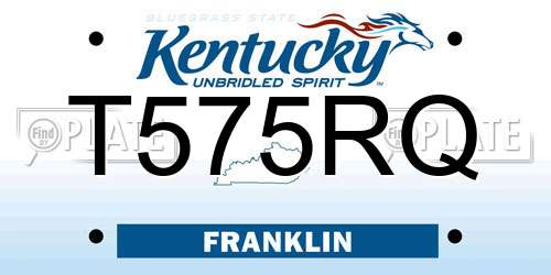T575RQ Kentucky License Plate
