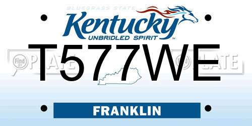 T577WE Kentucky License Plate
