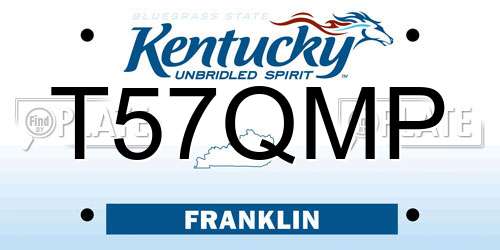 T57QMP Kentucky License Plate