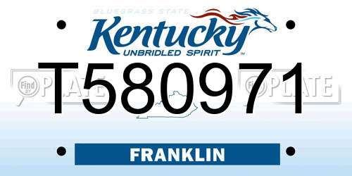 T580971 Kentucky License Plate