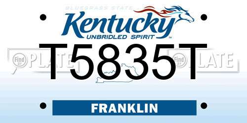 T5835T Kentucky License Plate