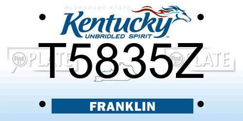 T5835Z Kentucky License Plate