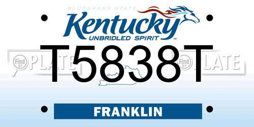T5838T Kentucky License Plate