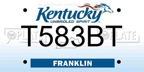 T583BT Kentucky License Plate