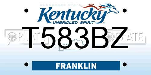 T583BZ Kentucky License Plate