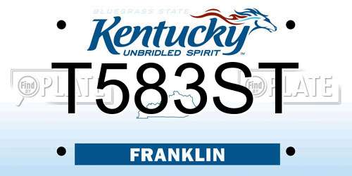 T583ST Kentucky License Plate