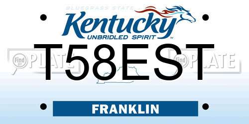 T58EST Kentucky License Plate