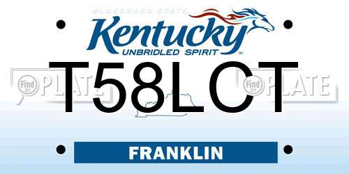 T58LCT Kentucky License Plate