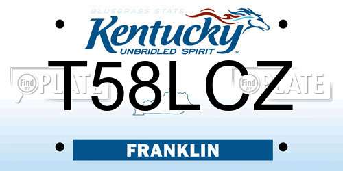 T58LCZ Kentucky License Plate
