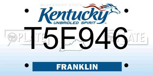 T5F946 Kentucky License Plate