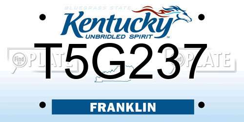 T5G237 Kentucky License Plate