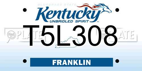 T5L308 Kentucky License Plate