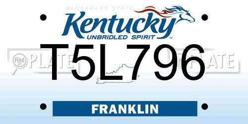 T5L796 Kentucky License Plate