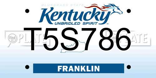 T5S786 Kentucky License Plate