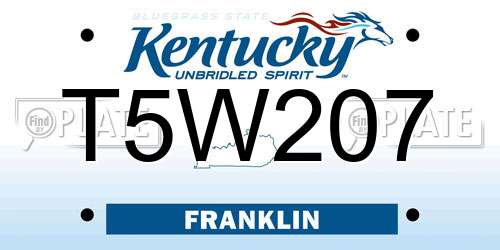 T5W207 Kentucky License Plate