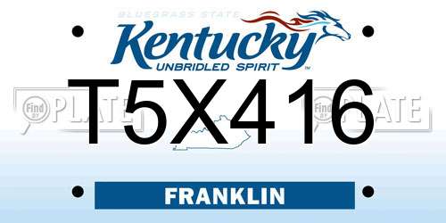 T5X416 Kentucky License Plate