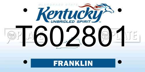 T602801 Kentucky License Plate