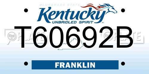 T60692B Kentucky License Plate