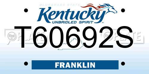 T60692S Kentucky License Plate
