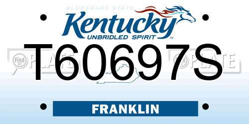T60697S Kentucky License Plate