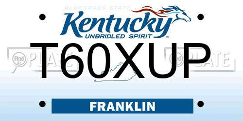 T60XUP Kentucky License Plate