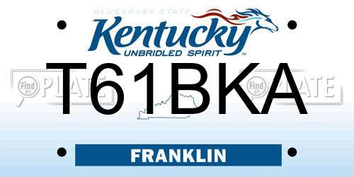 T61BKA Kentucky License Plate