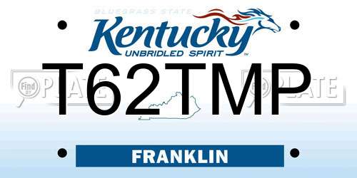 T62TMP Kentucky License Plate