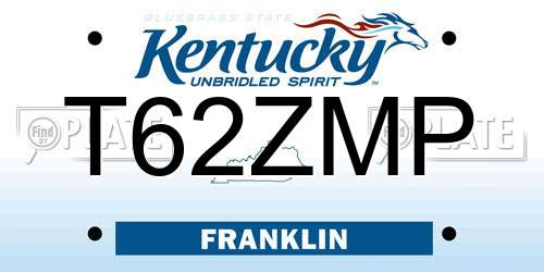 T62ZMP Kentucky License Plate