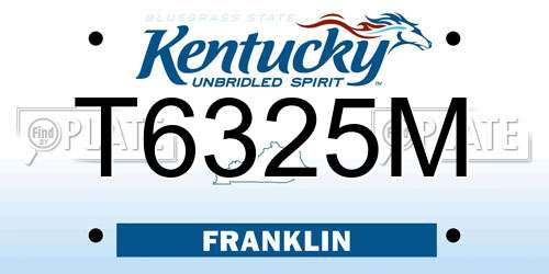 T6325M Kentucky License Plate