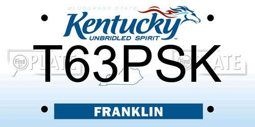 T63PSK Kentucky License Plate