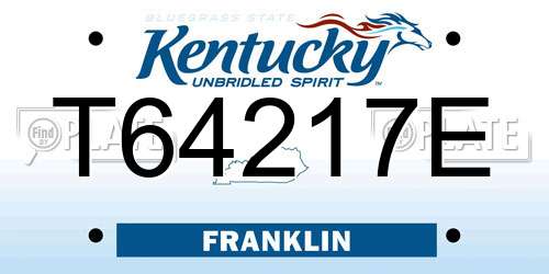 T64217E Kentucky License Plate