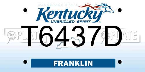 T6437D Kentucky License Plate