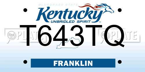 T643TQ Kentucky License Plate