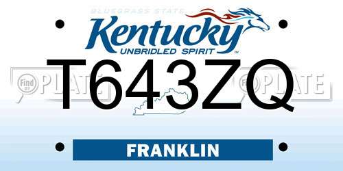T643ZQ Kentucky License Plate