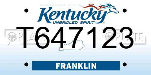 T647123 Kentucky License Plate