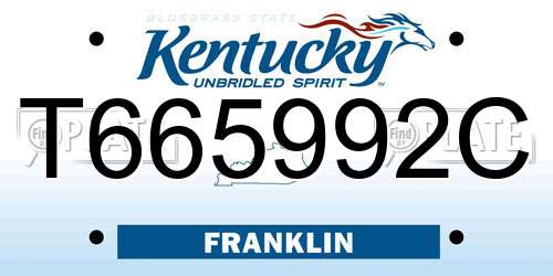 T665992C Kentucky License Plate