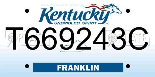 T669243C Kentucky License Plate