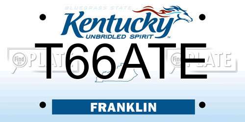 T66ATE Kentucky License Plate