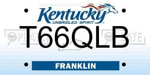 T66QLB Kentucky License Plate
