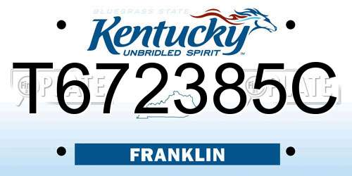 T672385C Kentucky License Plate