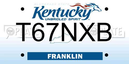 T67NXB Kentucky License Plate