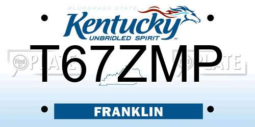 T67ZMP Kentucky License Plate