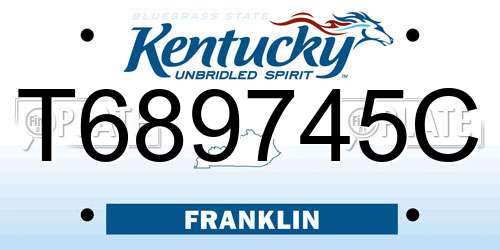 T689745C Kentucky License Plate