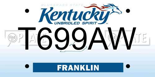 T699AW Kentucky License Plate