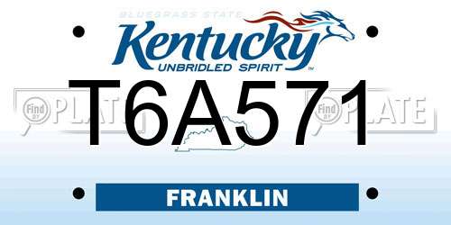 T6A571 Kentucky License Plate