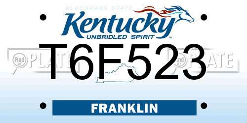 T6F523 Kentucky License Plate